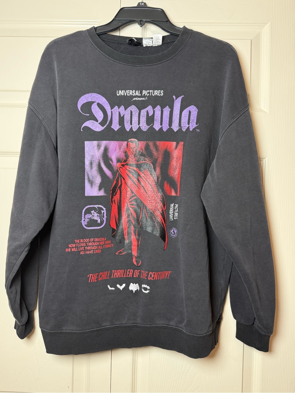 H&M Divided Distressed Dracula Pullover Crew Neck Sweatshirt
